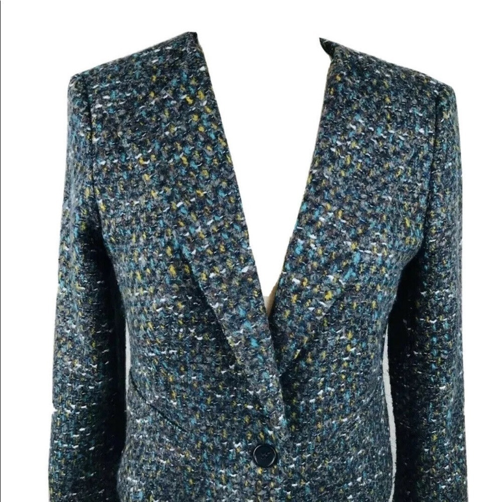 ALPACA Ann Taylor Womens Multicolor Blazer ALPACA Angora Wool Cotton Fabric Sz 6
